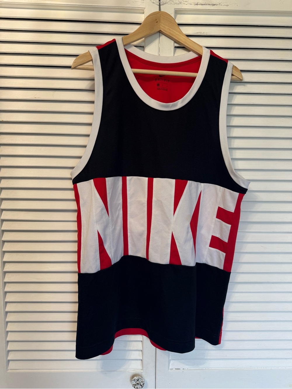 Nike Black, White & Red Dri-Fit Athletic Tank